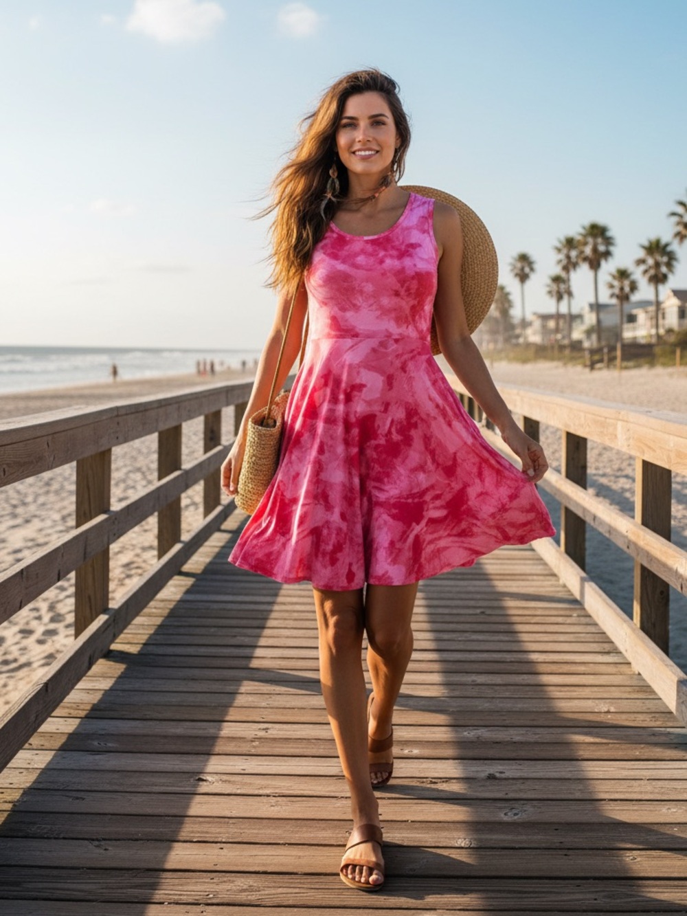LuLaRoe Nicki • A-Line • Sleeveless • Fit and Flare Dress • Pink Tie Dye